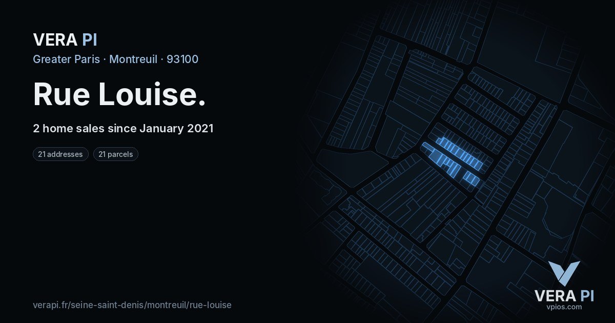 Rue Louise, Montreuil at night – every parcel coloured by the prices around it, the street's own parcels lit