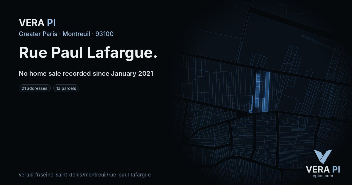 Rue Paul Lafargue, Montreuil at night – every parcel coloured by the prices around it, the street's own parcels lit