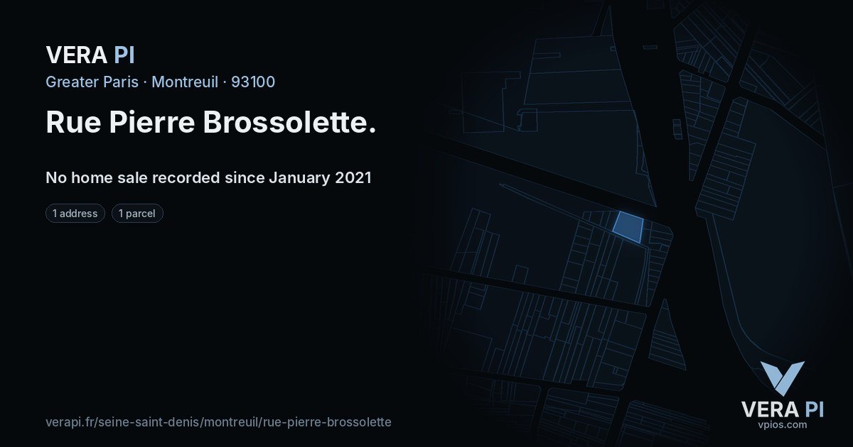 Rue Pierre Brossolette, Montreuil at night – every parcel coloured by the prices around it, the street's own parcels lit