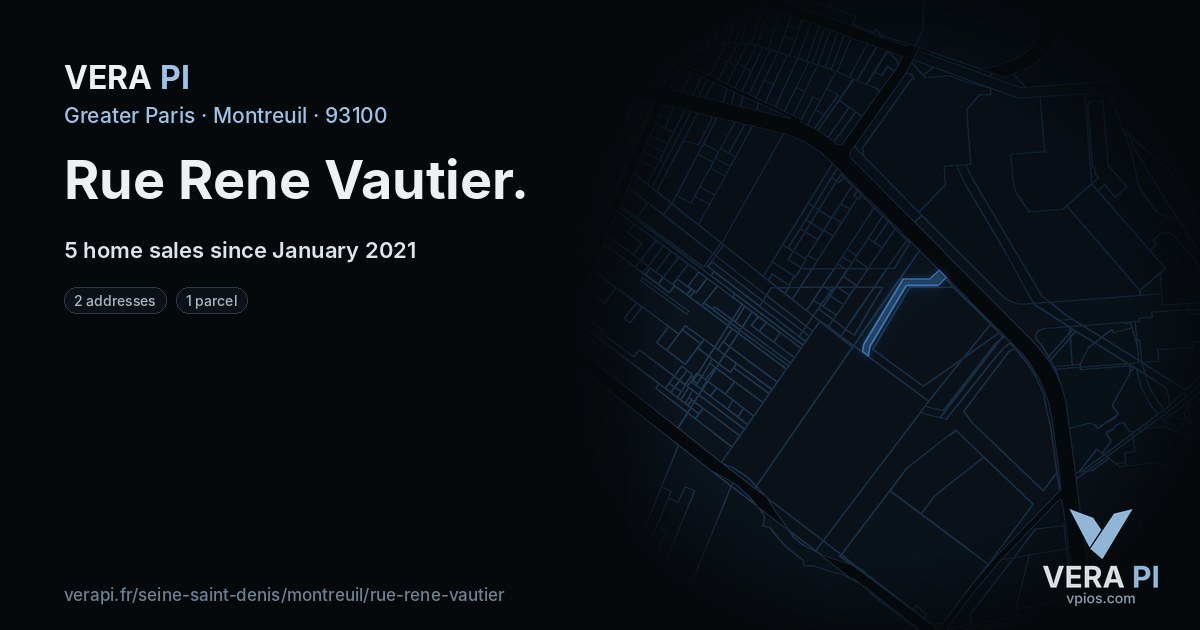 Rue Rene Vautier, Montreuil at night – every parcel coloured by the prices around it, the street's own parcels lit