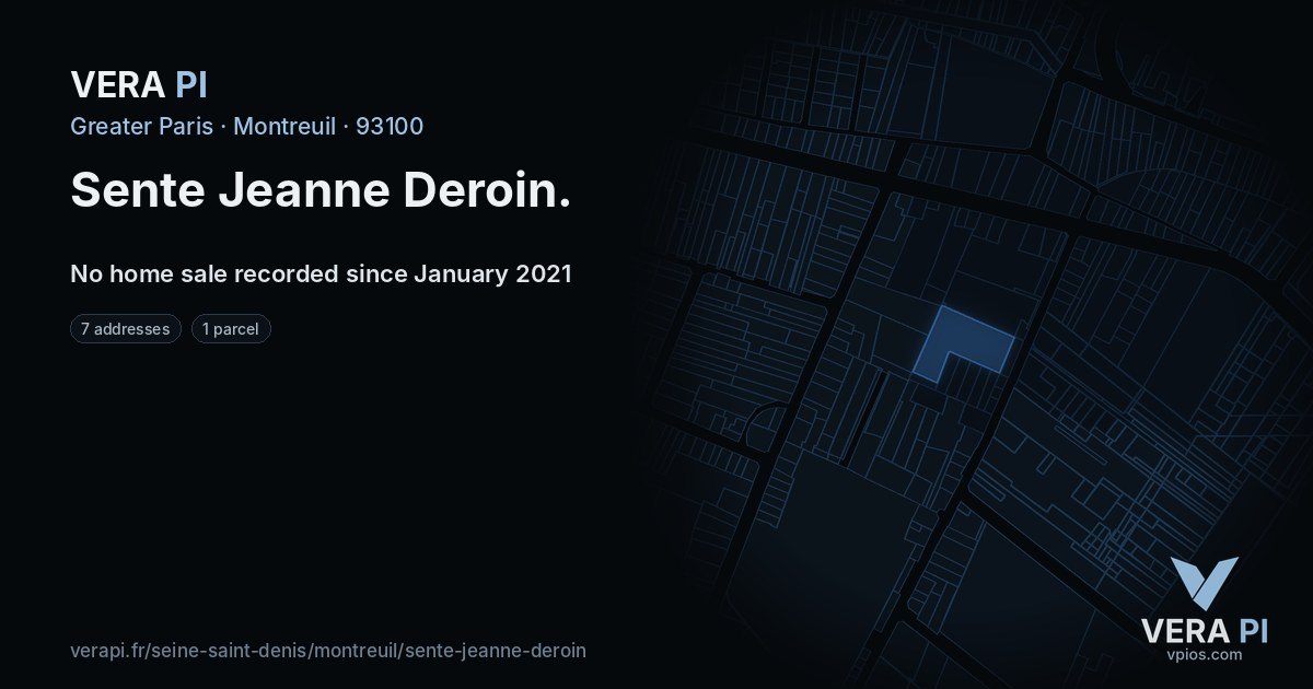Sente Jeanne Deroin, Montreuil at night – every parcel coloured by the prices around it, the street's own parcels lit