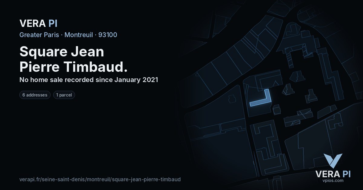 Square Jean Pierre Timbaud, Montreuil at night – every parcel coloured by the prices around it, the street's own parcels lit