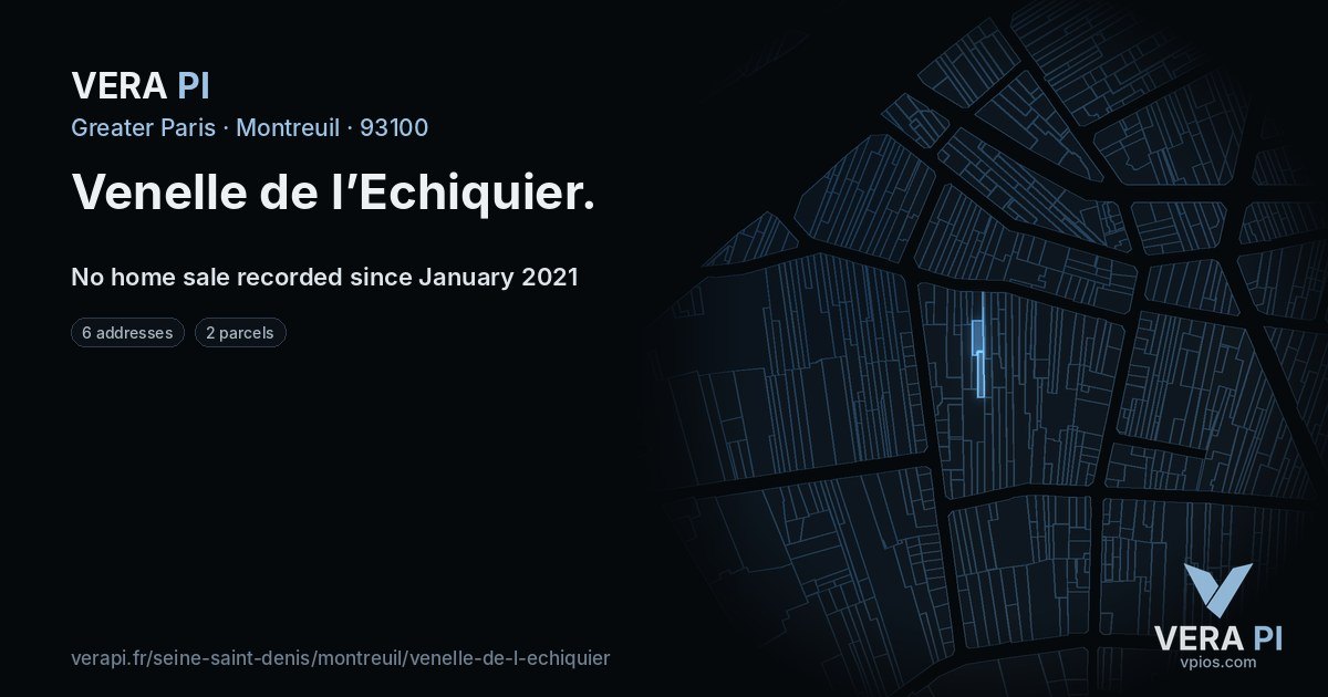 Venelle de l’Echiquier, Montreuil at night – every parcel coloured by the prices around it, the street's own parcels lit