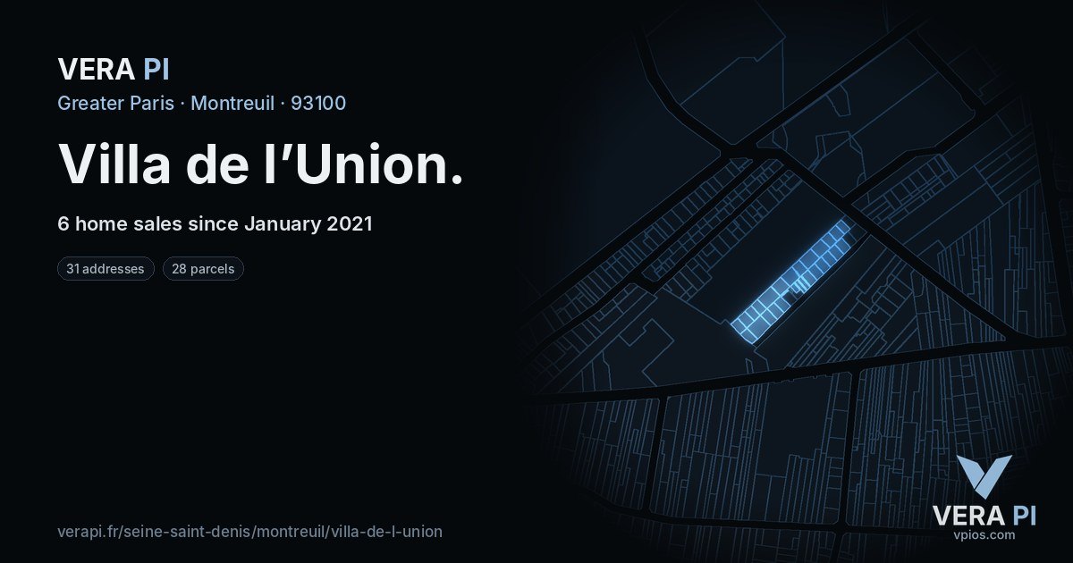 Villa de l’Union, Montreuil at night – every parcel coloured by the prices around it, the street's own parcels lit