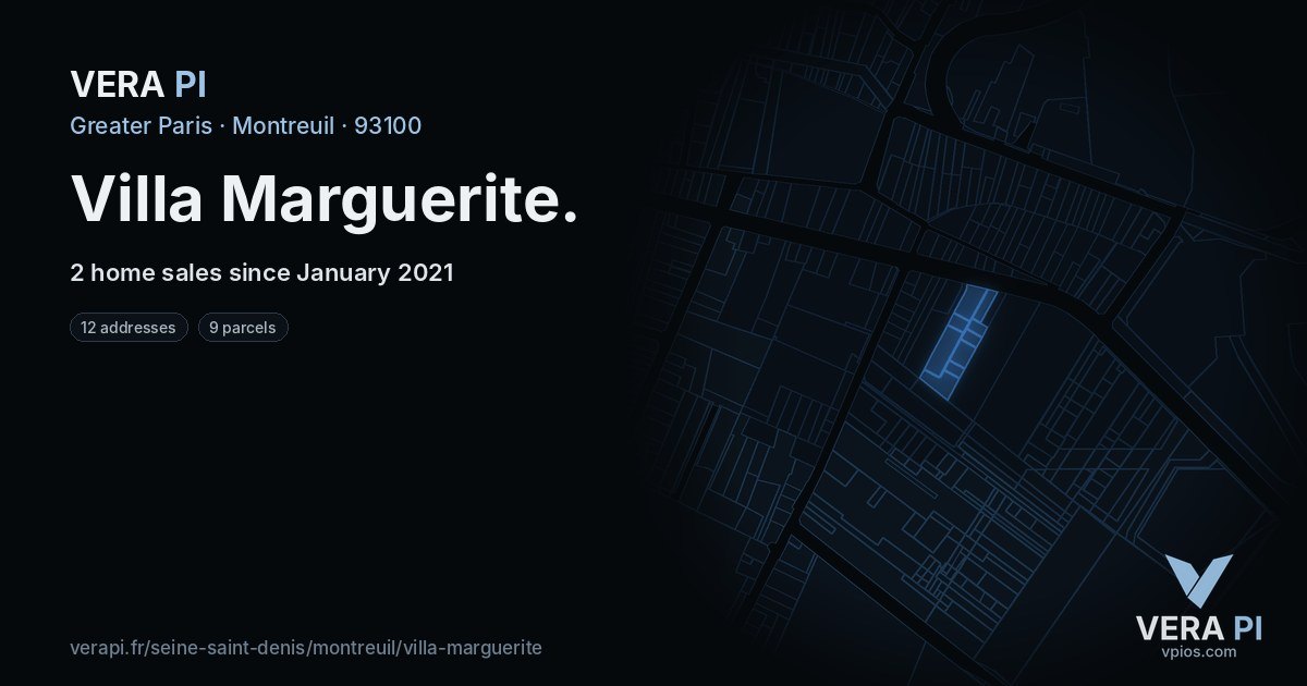 Villa Marguerite, Montreuil at night – every parcel coloured by the prices around it, the street's own parcels lit