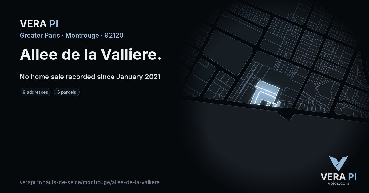 Allee de la Valliere, Montrouge at night – every parcel coloured by the prices around it, the street's own parcels lit