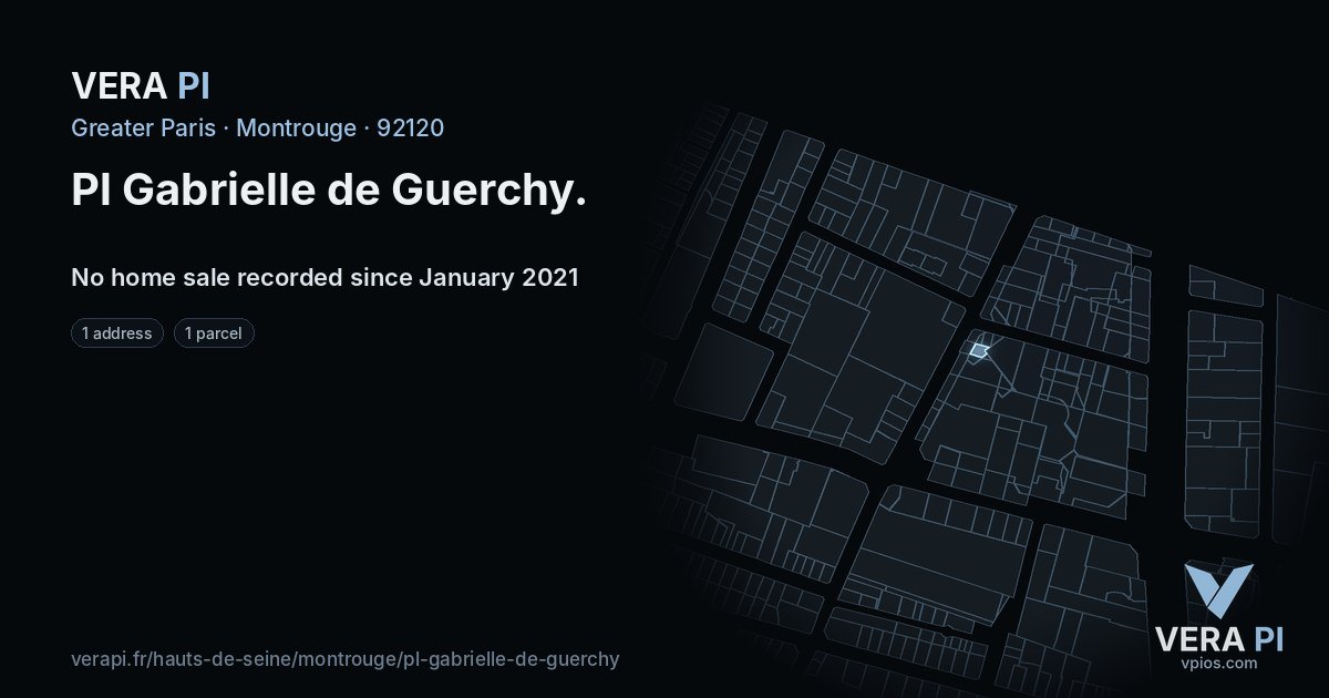 Pl Gabrielle de Guerchy, Montrouge at night – every parcel coloured by the prices around it, the street's own parcels lit