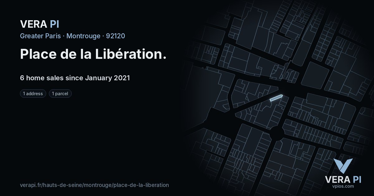 Place de la Libération, Montrouge at night – every parcel coloured by the prices around it, the street's own parcels lit