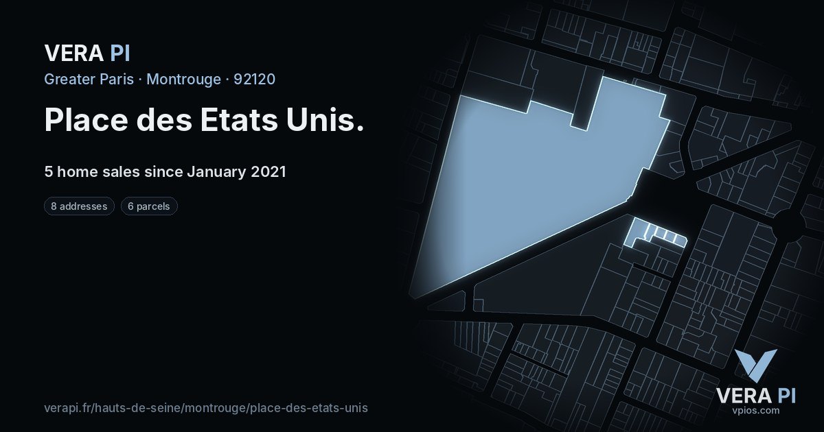 Place des Etats Unis, Montrouge at night – every parcel coloured by the prices around it, the street's own parcels lit