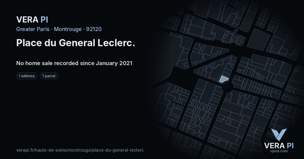 Place du General Leclerc, Montrouge at night – every parcel coloured by the prices around it, the street's own parcels lit