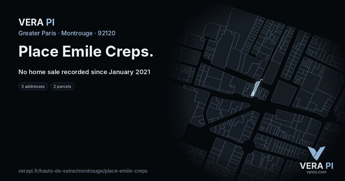 Place Emile Creps, Montrouge at night – every parcel coloured by the prices around it, the street's own parcels lit