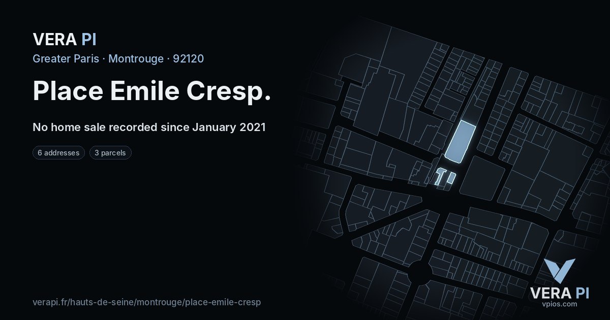 Place Emile Cresp, Montrouge at night – every parcel coloured by the prices around it, the street's own parcels lit