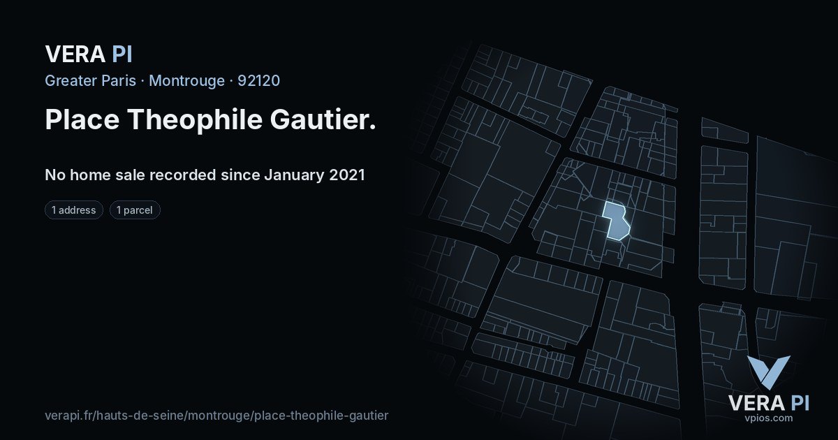 Place Theophile Gautier, Montrouge at night – every parcel coloured by the prices around it, the street's own parcels lit