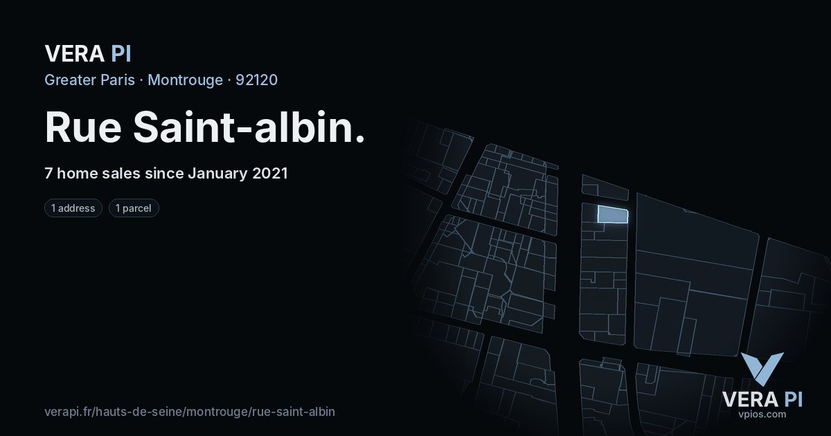 Rue Saint-albin, Montrouge at night – every parcel coloured by the prices around it, the street's own parcels lit