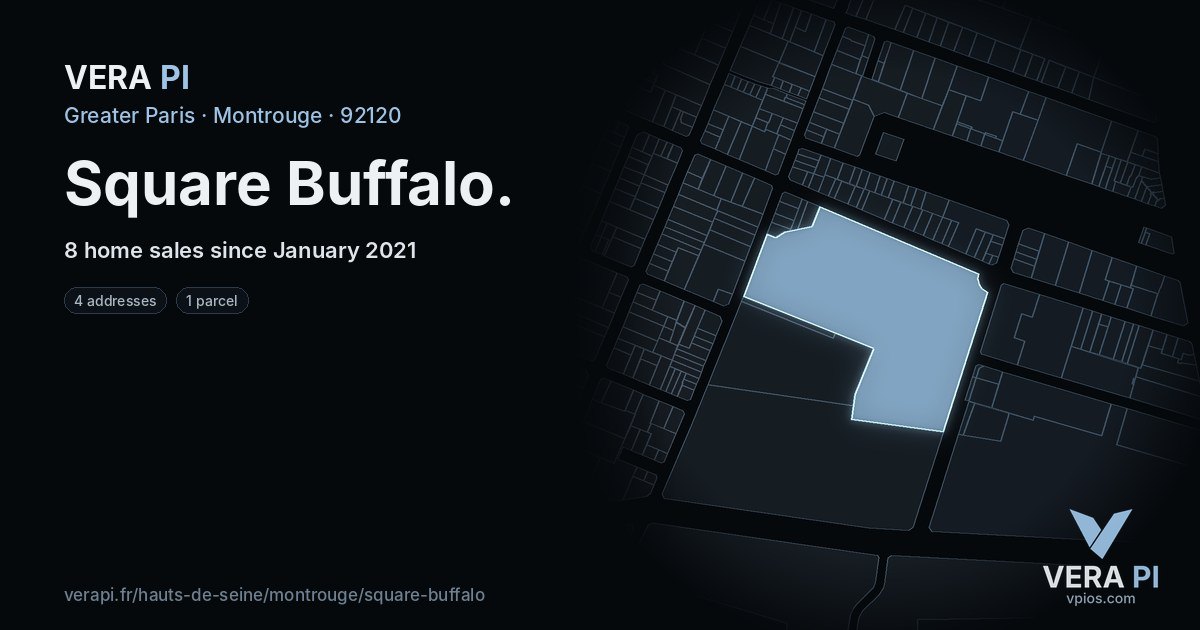 Square Buffalo, Montrouge at night – every parcel coloured by the prices around it, the street's own parcels lit