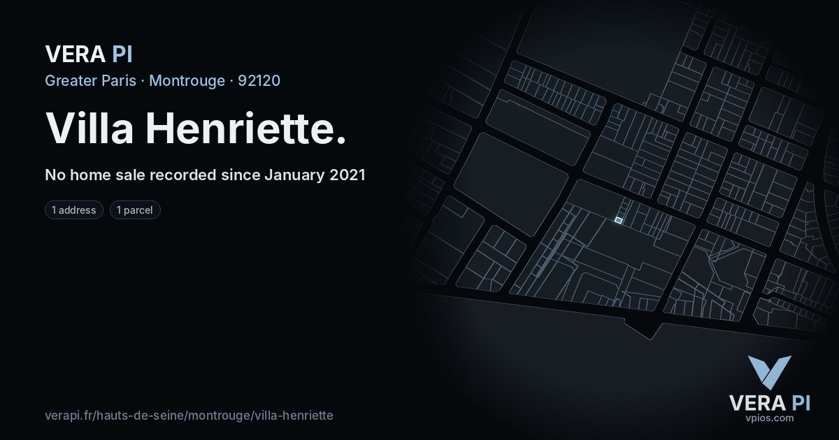 Villa Henriette, Montrouge at night – every parcel coloured by the prices around it, the street's own parcels lit