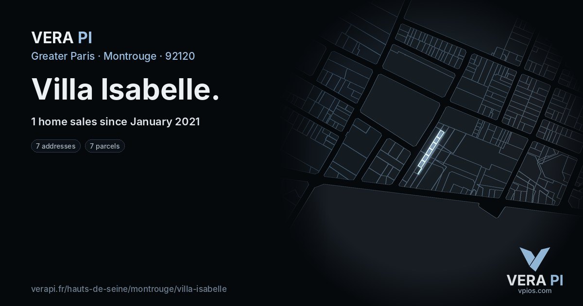 Villa Isabelle, Montrouge at night – every parcel coloured by the prices around it, the street's own parcels lit