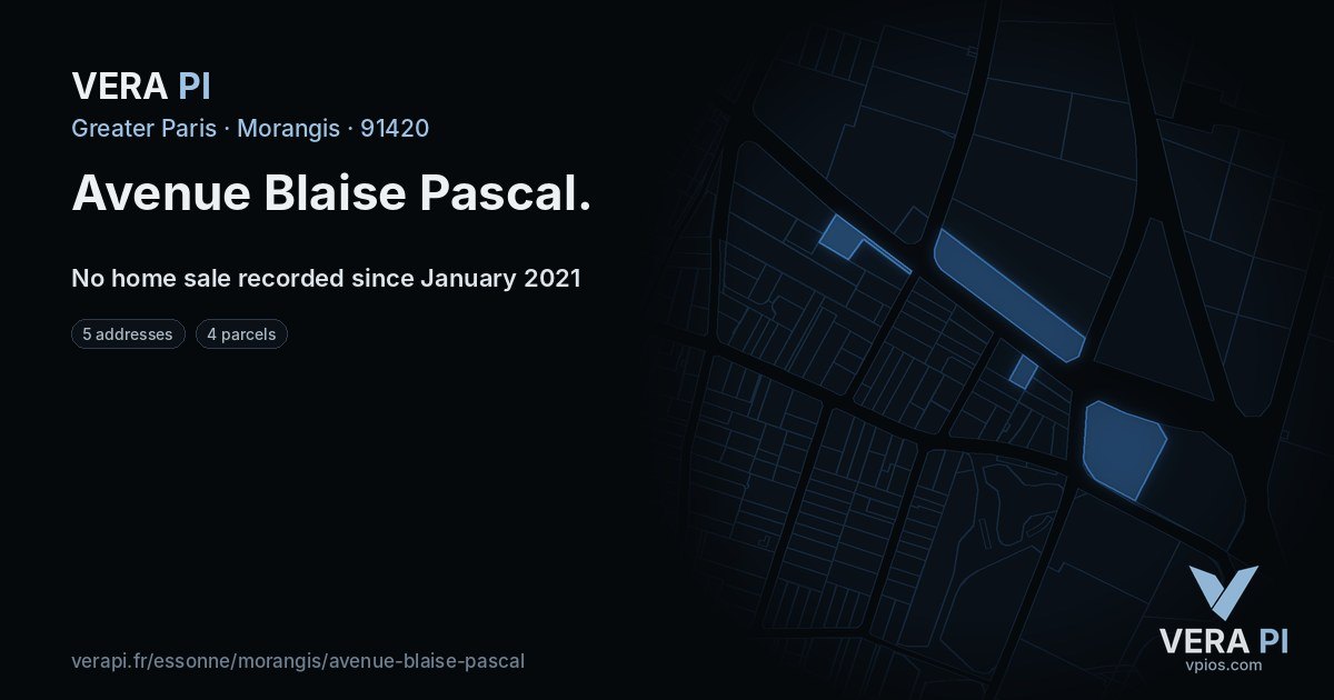 Avenue Blaise Pascal, Morangis at night – every parcel coloured by the prices around it, the street's own parcels lit