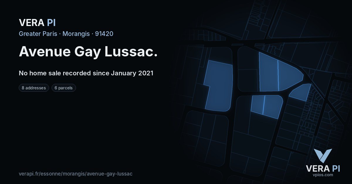Avenue Gay Lussac, Morangis at night – every parcel coloured by the prices around it, the street's own parcels lit