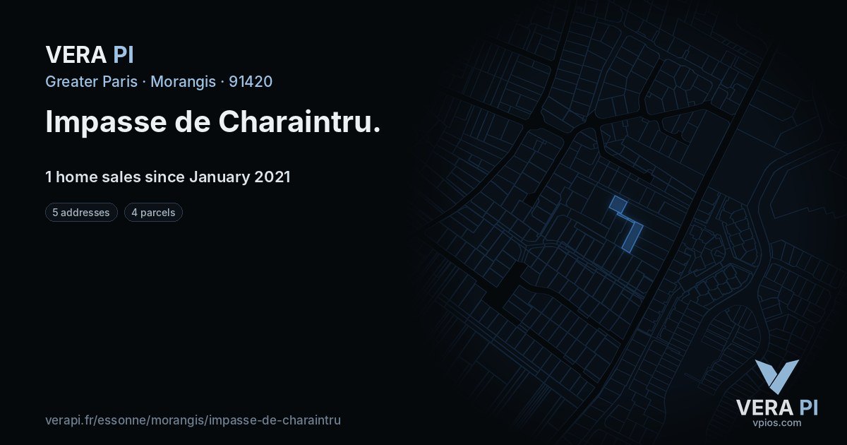 Impasse de Charaintru, Morangis at night – every parcel coloured by the prices around it, the street's own parcels lit