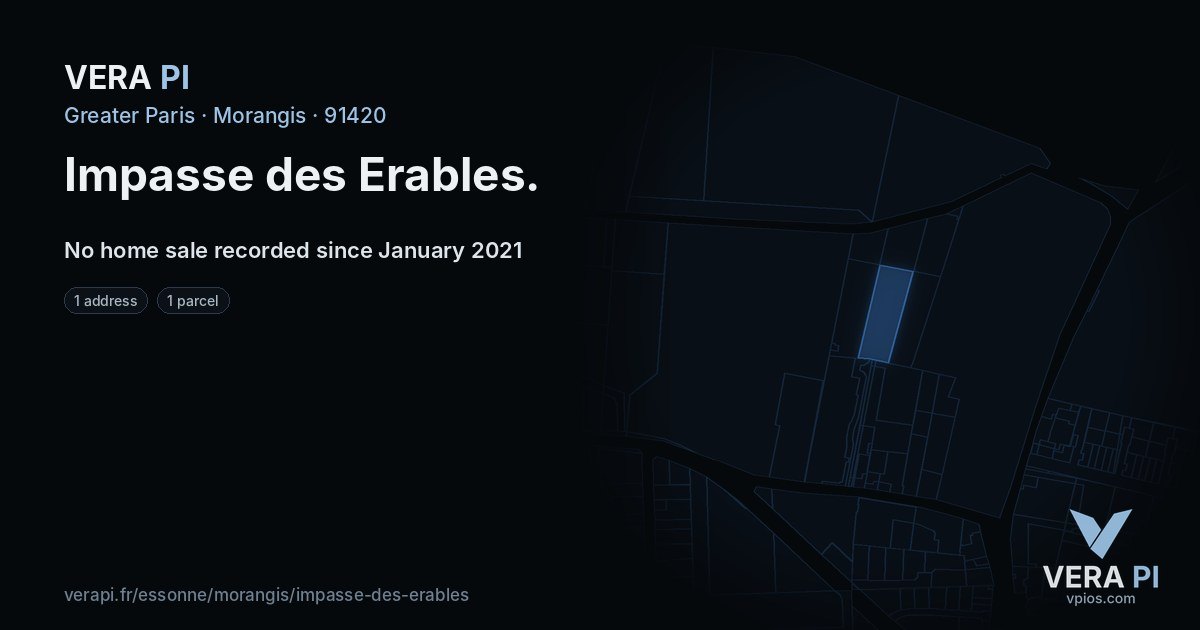 Impasse des Erables, Morangis at night – every parcel coloured by the prices around it, the street's own parcels lit