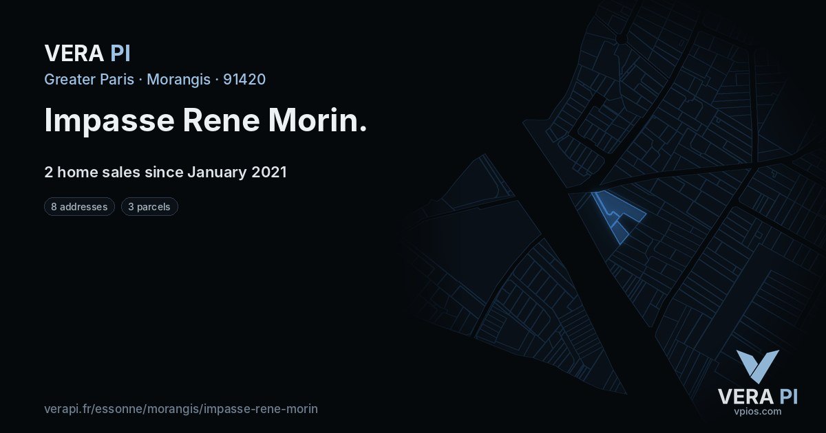 Impasse Rene Morin, Morangis at night – every parcel coloured by the prices around it, the street's own parcels lit