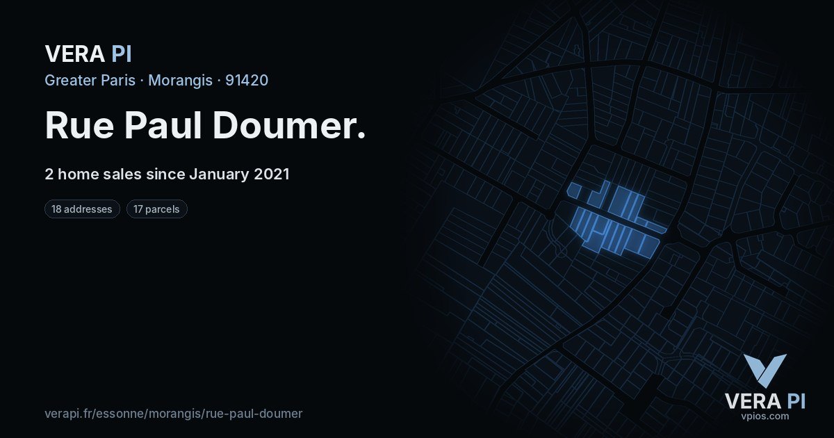 Rue Paul Doumer, Morangis at night – every parcel coloured by the prices around it, the street's own parcels lit