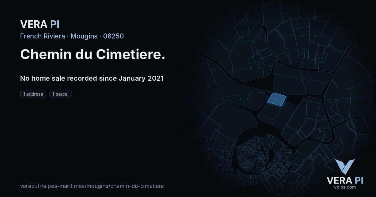Chemin du Cimetiere, Mougins at night – every parcel coloured by the prices around it, the street's own parcels lit