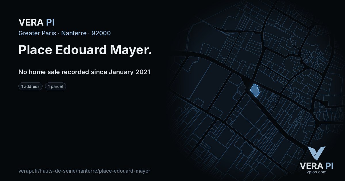 Place Edouard Mayer, Nanterre at night – every parcel coloured by the prices around it, the street's own parcels lit