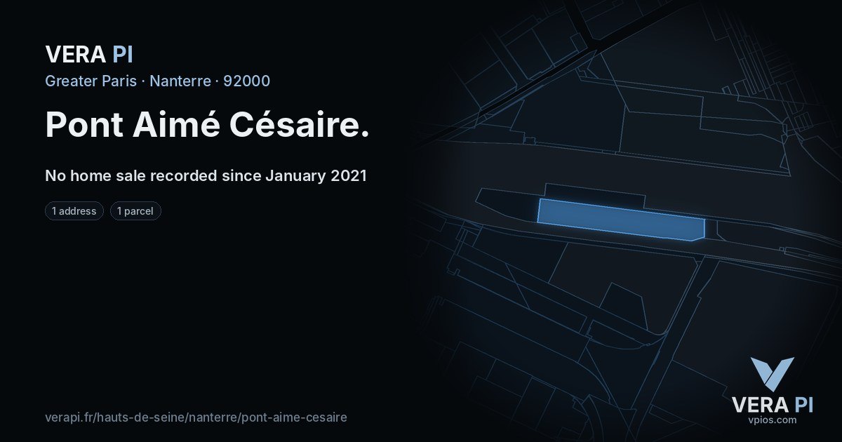 Pont Aimé Césaire, Nanterre at night – every parcel coloured by the prices around it, the street's own parcels lit