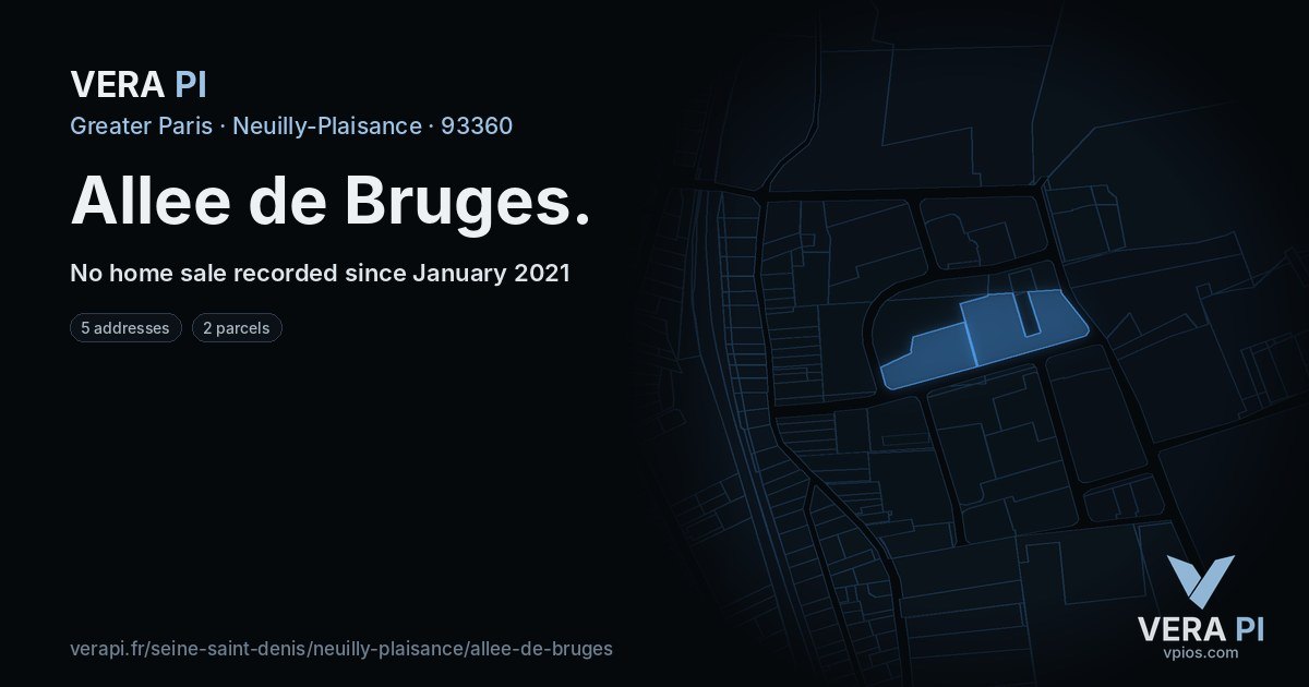 Allee de Bruges, Neuilly-Plaisance at night – every parcel coloured by the prices around it, the street's own parcels lit