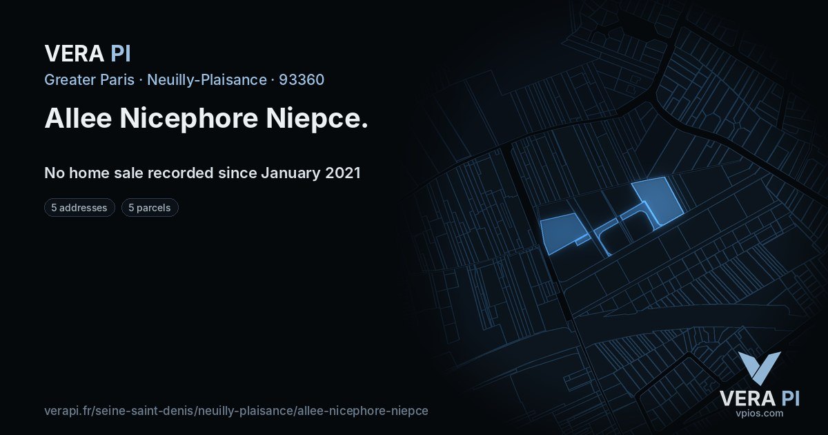 Allee Nicephore Niepce, Neuilly-Plaisance at night – every parcel coloured by the prices around it, the street's own parcels lit