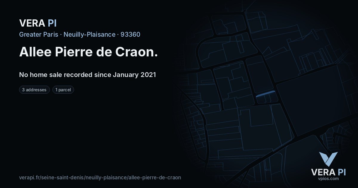 Allee Pierre de Craon, Neuilly-Plaisance at night – every parcel coloured by the prices around it, the street's own parcels lit