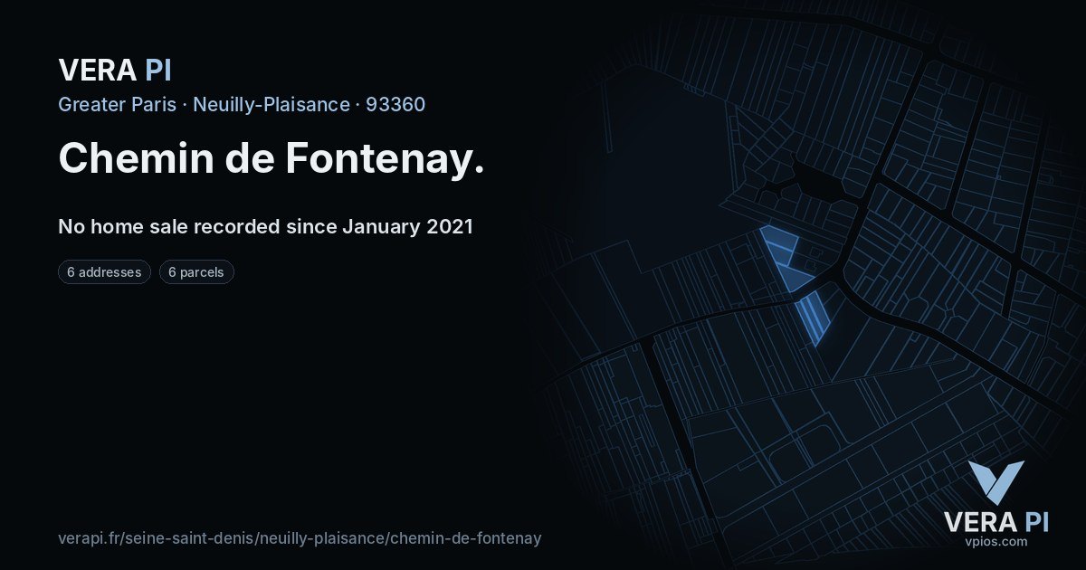 Chemin de Fontenay, Neuilly-Plaisance at night – every parcel coloured by the prices around it, the street's own parcels lit