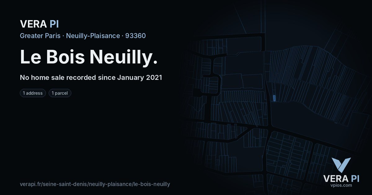 Le Bois Neuilly, Neuilly-Plaisance at night – every parcel coloured by the prices around it, the street's own parcels lit