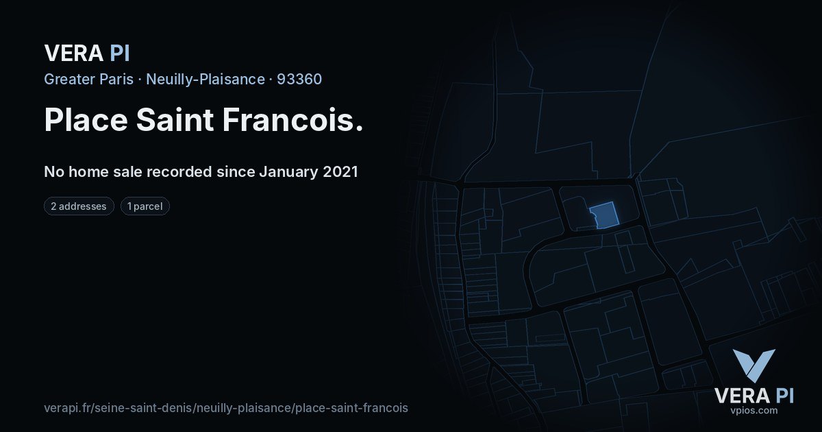 Place Saint Francois, Neuilly-Plaisance at night – every parcel coloured by the prices around it, the street's own parcels lit