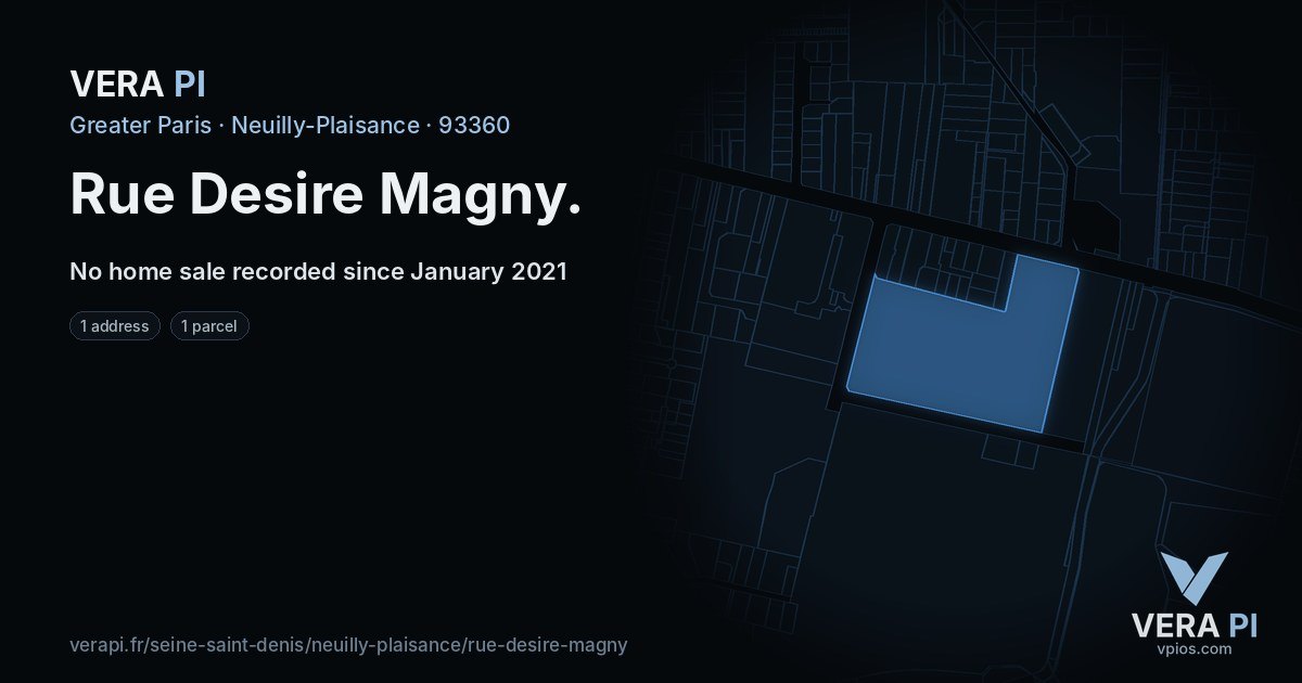 Rue Desire Magny, Neuilly-Plaisance at night – every parcel coloured by the prices around it, the street's own parcels lit