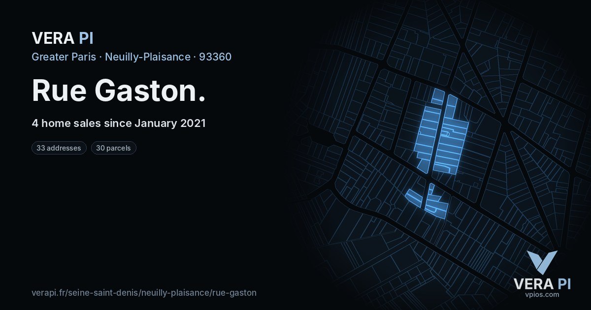Rue Gaston, Neuilly-Plaisance at night – every parcel coloured by the prices around it, the street's own parcels lit