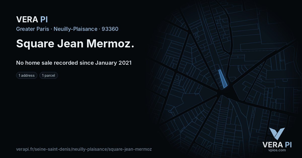 Square Jean Mermoz, Neuilly-Plaisance at night – every parcel coloured by the prices around it, the street's own parcels lit
