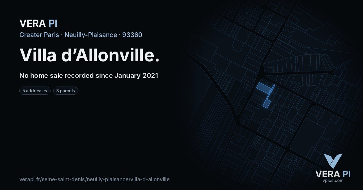 Villa d’Allonville, Neuilly-Plaisance at night – every parcel coloured by the prices around it, the street's own parcels lit