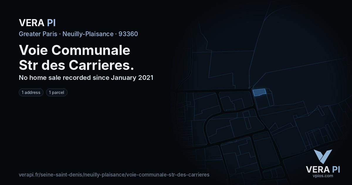 Voie Communale Str des Carrieres, Neuilly-Plaisance at night – every parcel coloured by the prices around it, the street's own parcels lit