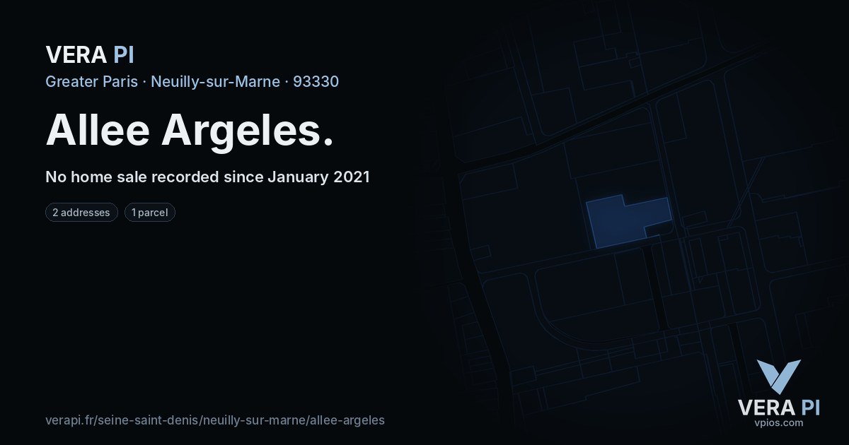 Allee Argeles, Neuilly-sur-Marne at night – every parcel coloured by the prices around it, the street's own parcels lit