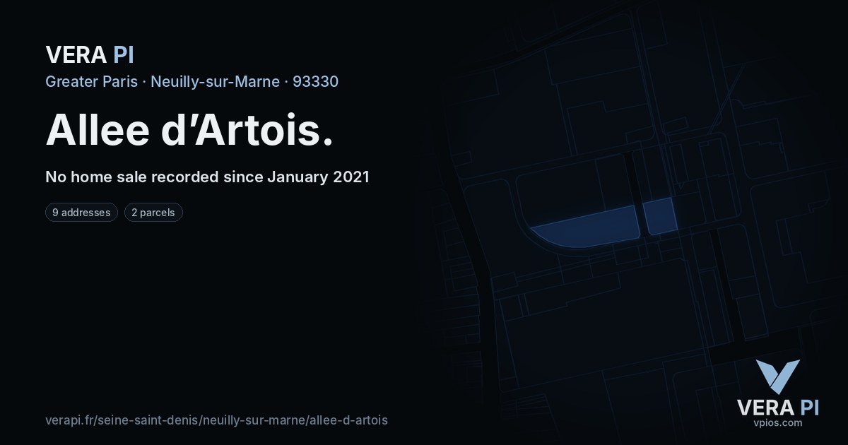Allee d’Artois, Neuilly-sur-Marne at night – every parcel coloured by the prices around it, the street's own parcels lit