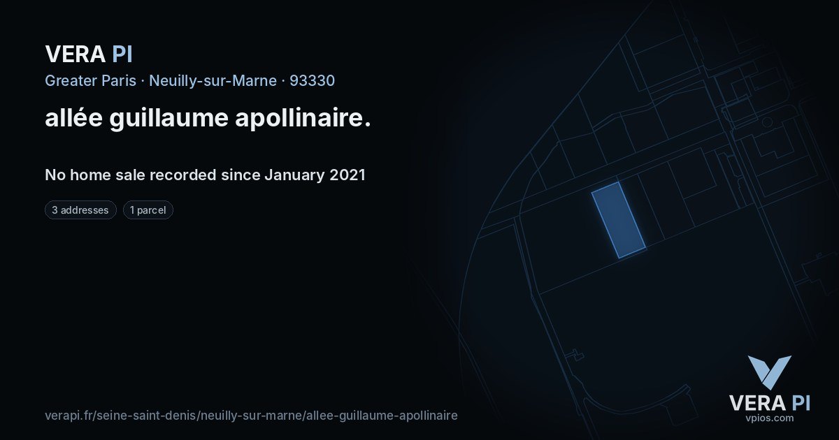 allée guillaume apollinaire, Neuilly-sur-Marne at night – every parcel coloured by the prices around it, the street's own parcels lit
