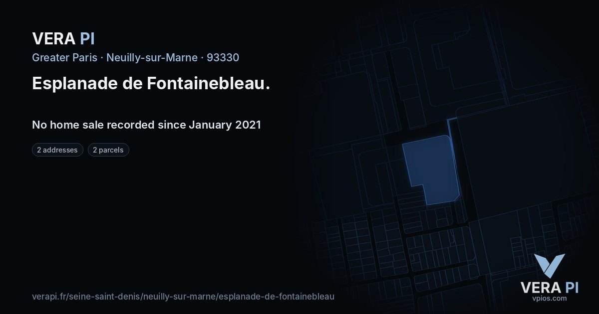 Esplanade de Fontainebleau, Neuilly-sur-Marne at night – every parcel coloured by the prices around it, the street's own parcels lit