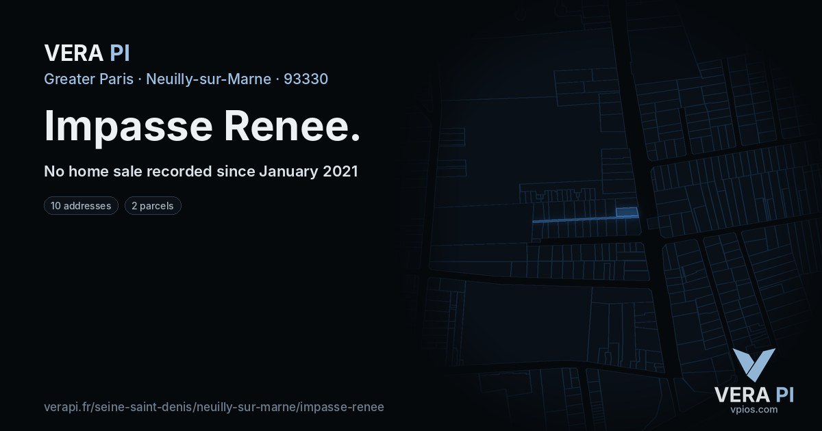 Impasse Renee, Neuilly-sur-Marne at night – every parcel coloured by the prices around it, the street's own parcels lit