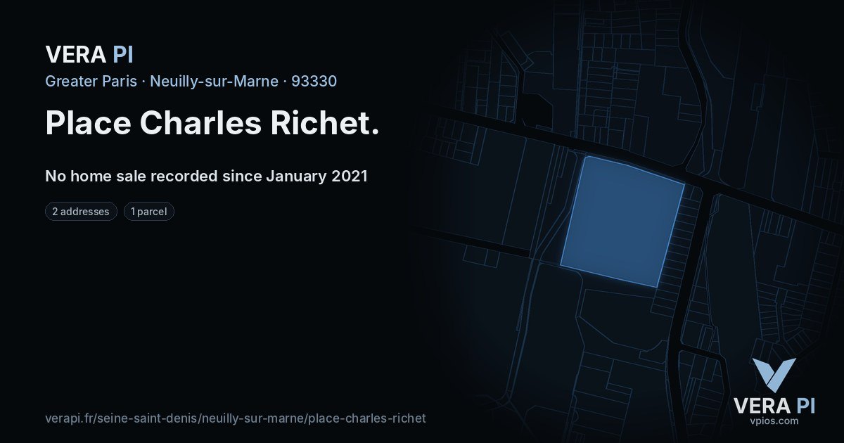 Place Charles Richet, Neuilly-sur-Marne at night – every parcel coloured by the prices around it, the street's own parcels lit