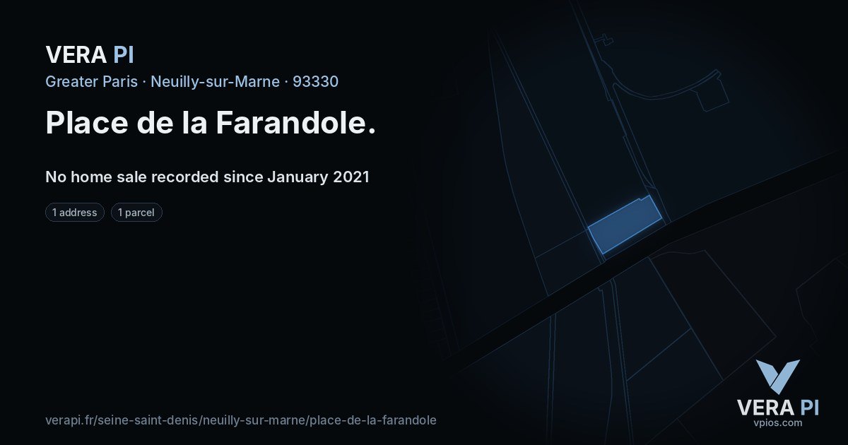 Place de la Farandole, Neuilly-sur-Marne at night – every parcel coloured by the prices around it, the street's own parcels lit
