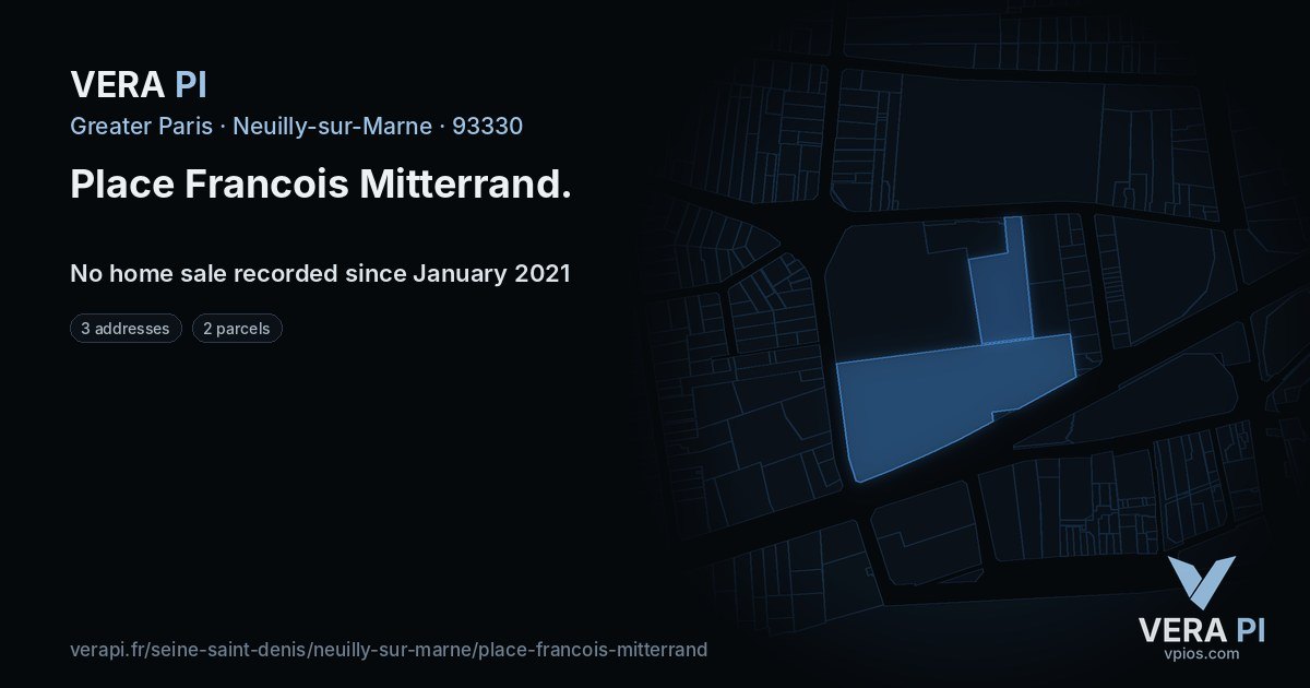 Place Francois Mitterrand, Neuilly-sur-Marne at night – every parcel coloured by the prices around it, the street's own parcels lit