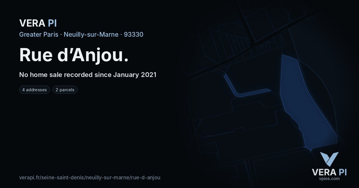 Rue d’Anjou, Neuilly-sur-Marne at night – every parcel coloured by the prices around it, the street's own parcels lit